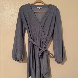 GB long sleeve shiny wrap dress XS